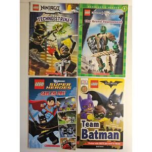 4 LEGO Books Team Batman Super Heroes Techno Strike Grand